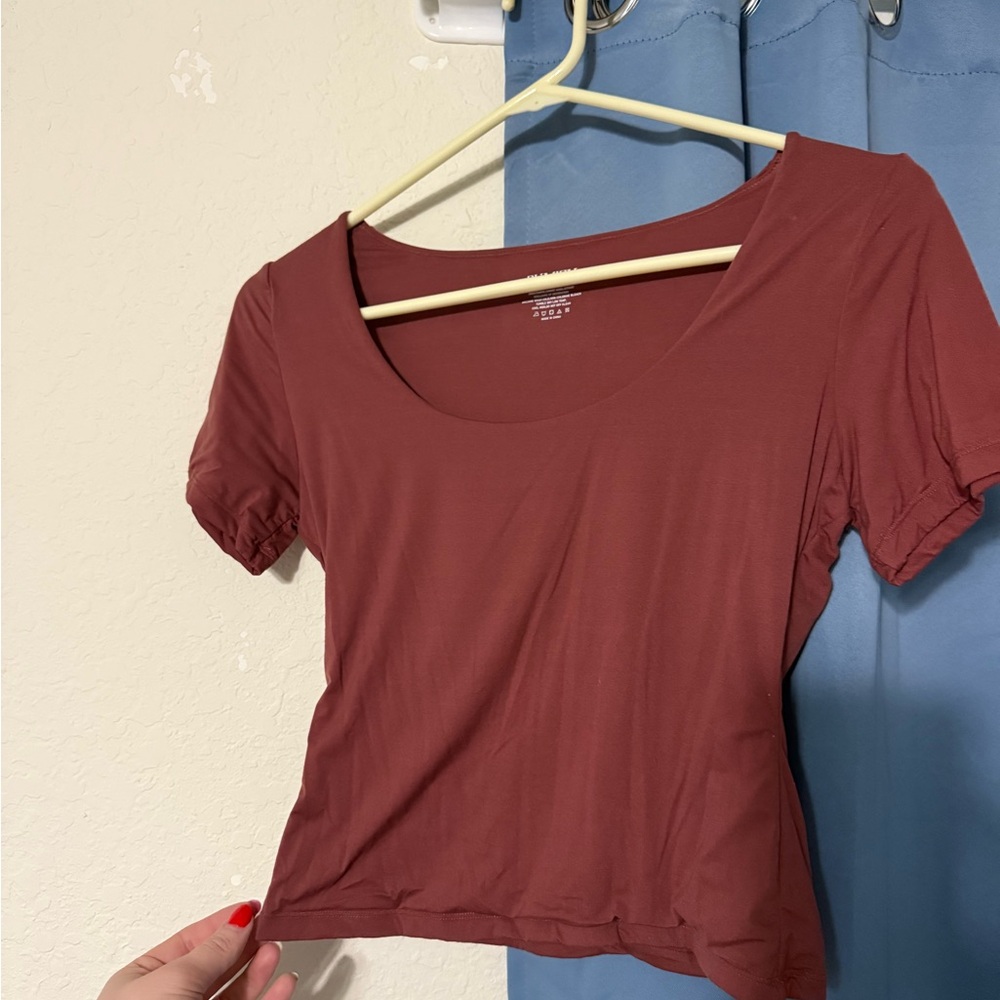 Elegant Short Sleeve Top in Rust